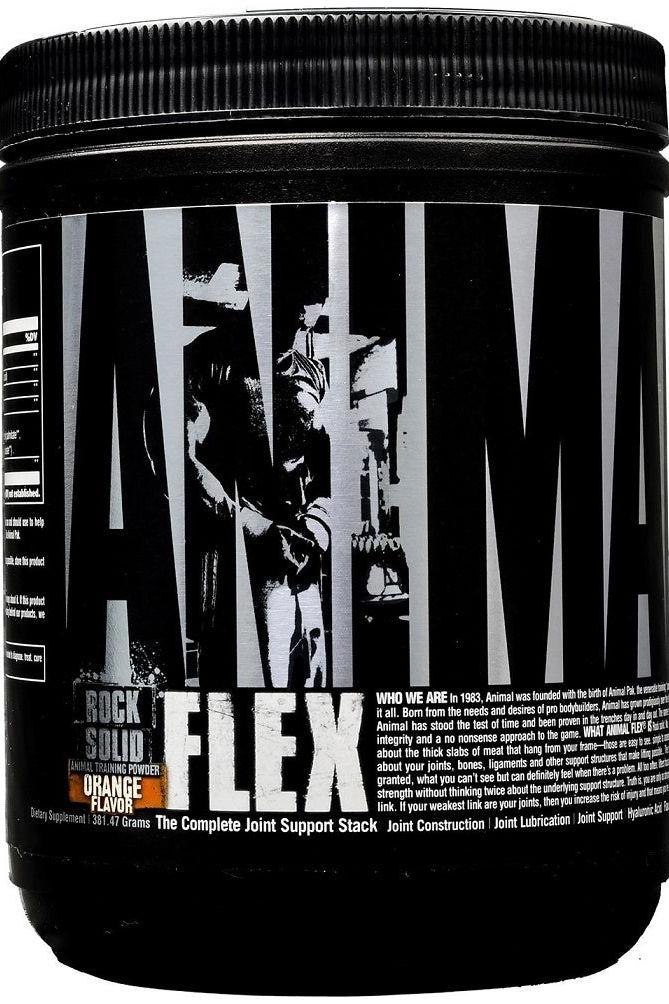 Animal Flex supplement container for joint health and recovery in orange flavor, designed for serious athletes and trainers.