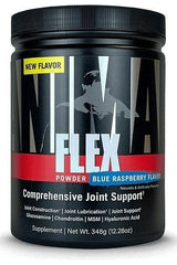 Animal Flex joint support supplement in blue raspberry flavor, promoting joint health and recovery.