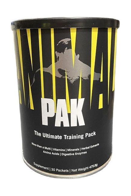 Universal Nutrition Animal PAK supplement container for optimal training and recovery with vitamins and minerals.
