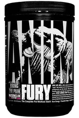 Universal Nutrition Animal Fury pre-workout powder in watermelon flavor for intense workouts.