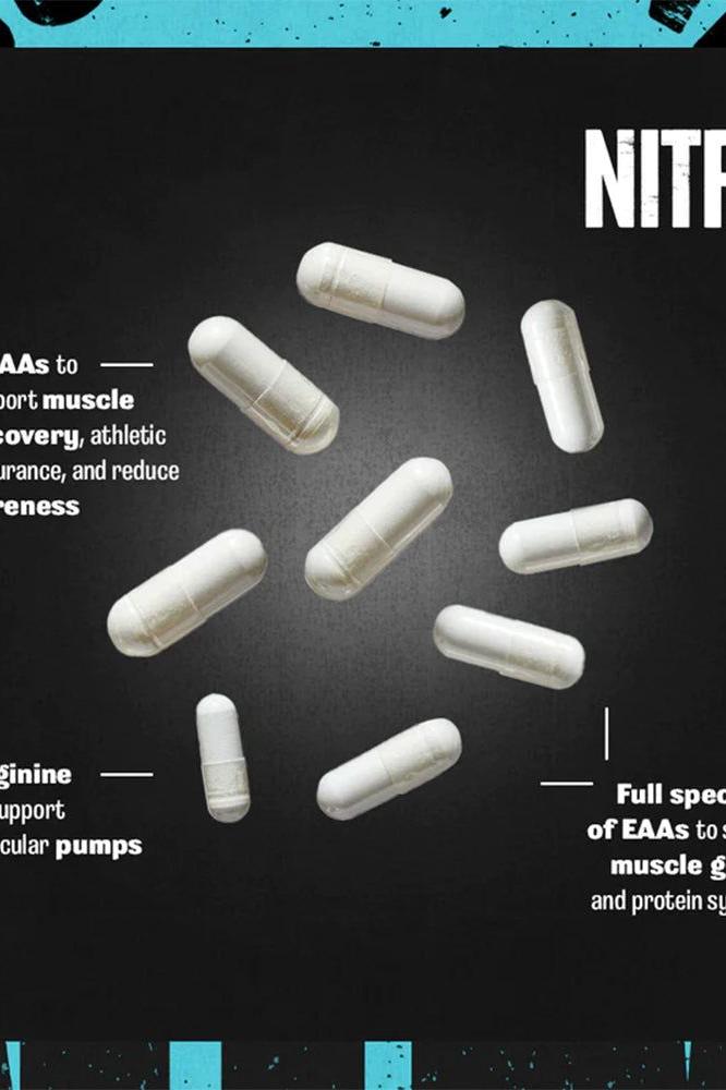Universal Nutrition Animal Nitro capsules promoting muscle recovery and growth with essential amino acids.