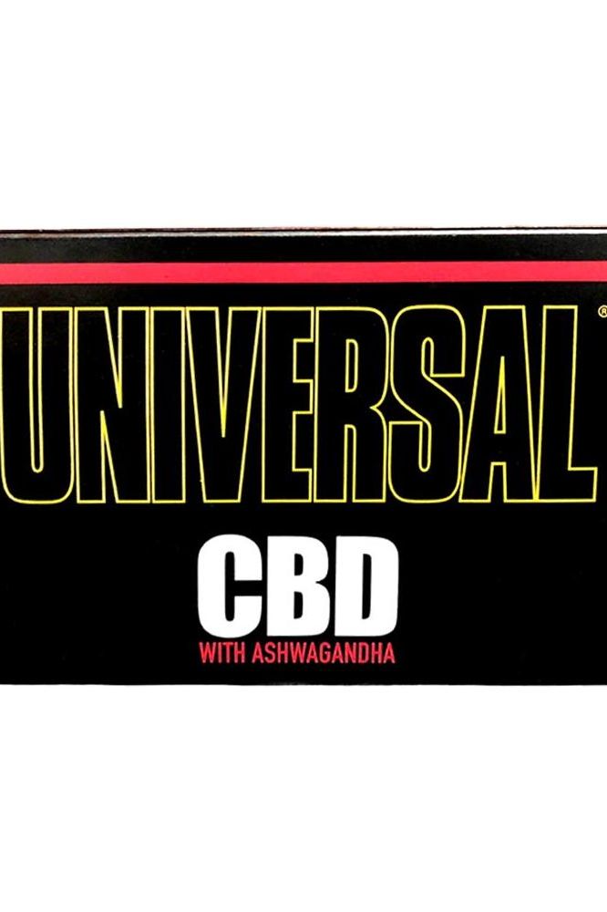 Universal Nutrition CBD Melting Tablets packaging with Ashwagandha, promoting relaxation and muscle recovery.