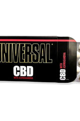 Universal Nutrition CBD Melting Tablets with Ashwagandha - 30 tablets packaging showcasing health benefits.