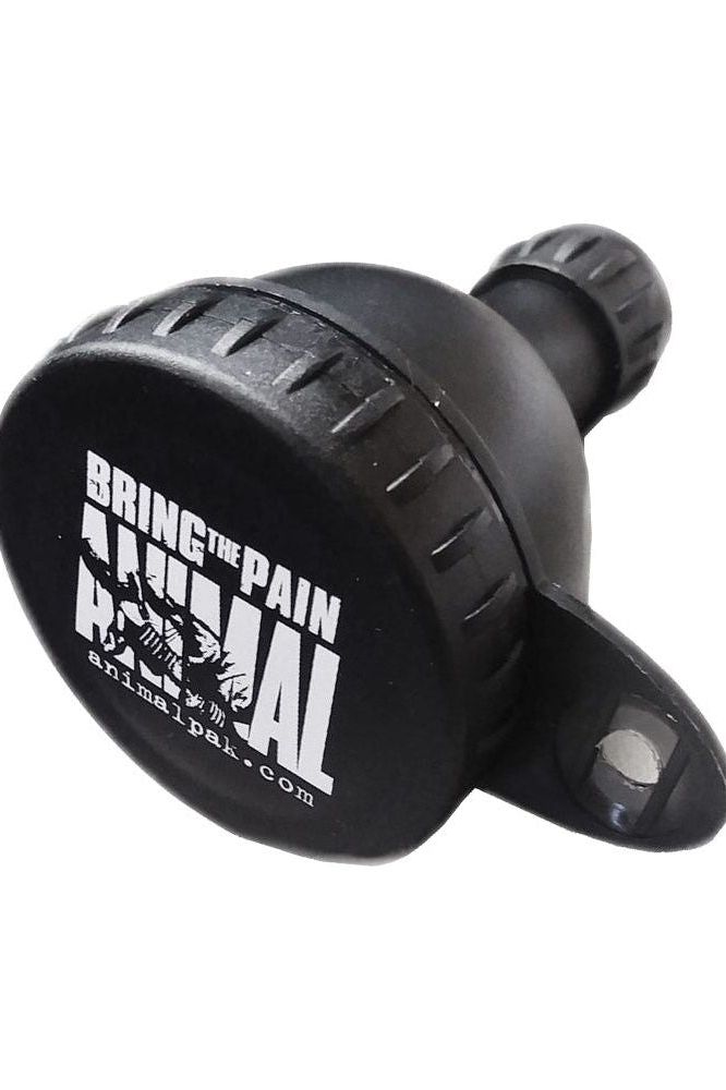 Universal Nutrition funnel for easy supplement pouring with a black design and 'Bring the Pain' branding.