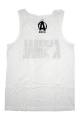 Universal Nutrition Iconic Tank Top, stylish white design with 'Animal' logo, perfect for workouts and gym wear.