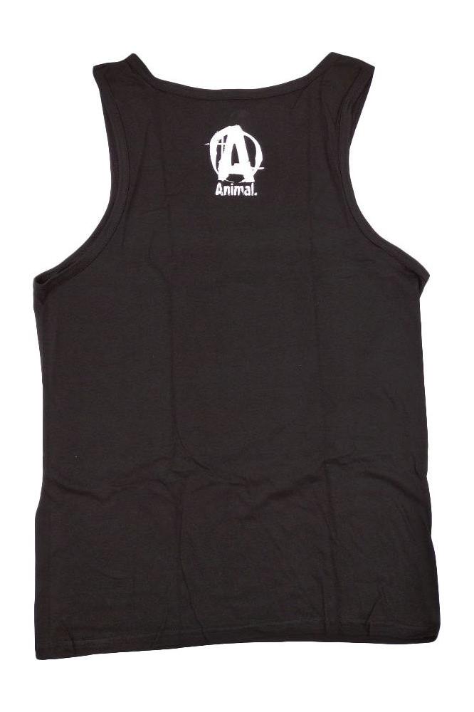 Black tank top with Animal logo on the back, perfect for workouts and stylish gym wear.