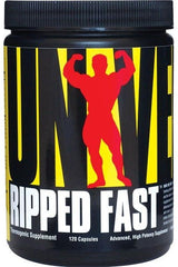 Universal Nutrition Ripped Fast supplement bottle with 120 capsules, designed for fat burning and metabolism enhancement.