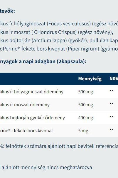 Supplement facts for USA Medical Sea Moss Complex showing ingredients and daily values.