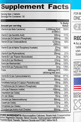 Supplement facts for USN Multivitamin showing vitamin and mineral content per serving, ideal for health-conscious consumers.