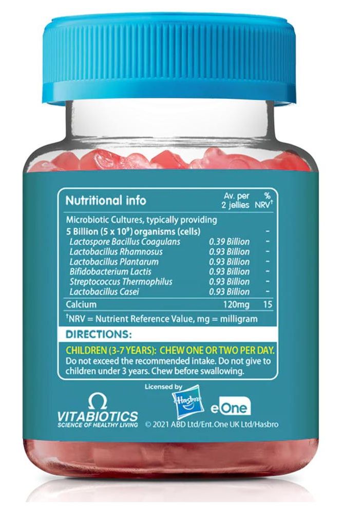 Bottle of Vitabiotics Wellkid Peppa Pig Pro-tummy gummies with nutritional info for children aged 3-7 years.