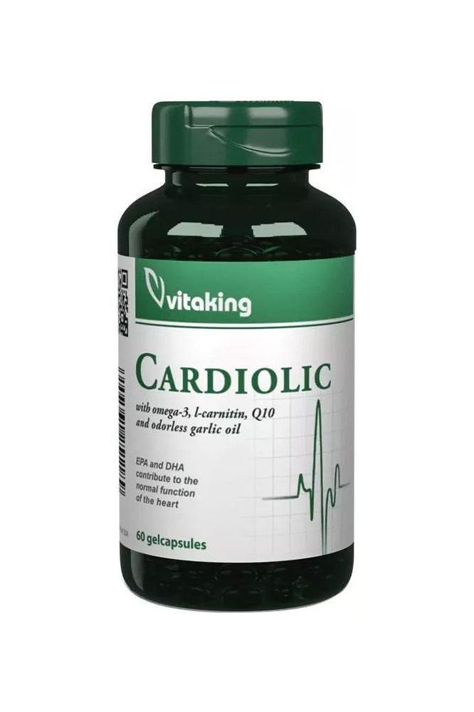 Vitaking Cardiolic heart support formula with omega-3, taurine, Q10 in softgel form, 60 capsules.
