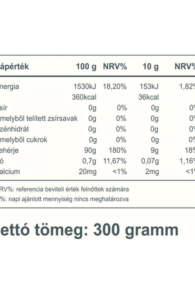 Nutritional information table for Vitaking Collagen Powder, detailing energy and nutrient values per 100g and 10g servings.