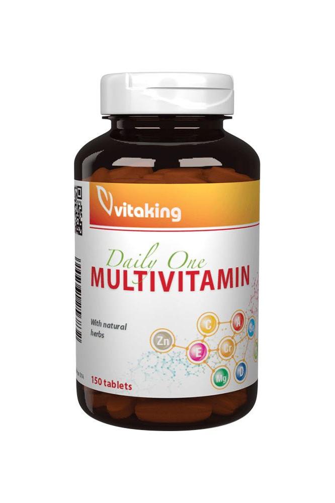 Vitaking Daily One Multivitamin bottle with 150 tablets, supports health and balanced nutrition.