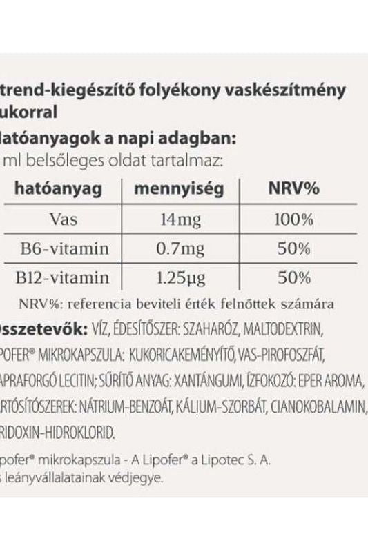 Nutritional information for Vitaking Vitafer Iron Syrup showing ingredients and daily values.