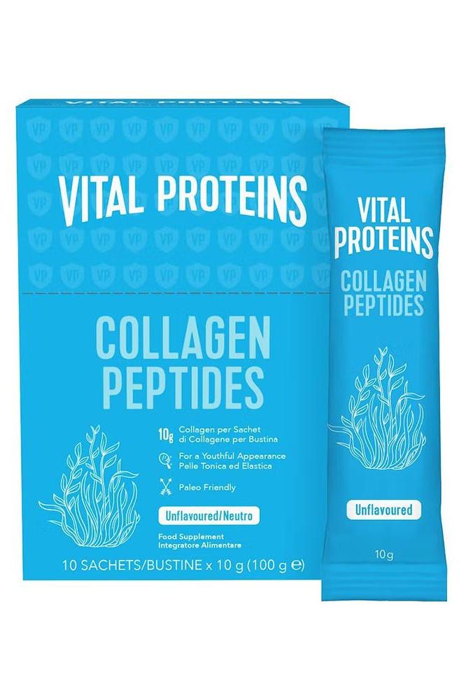 Vital Proteins Collagen Peptides package with unflavoured sachets for healthy skin and joints.