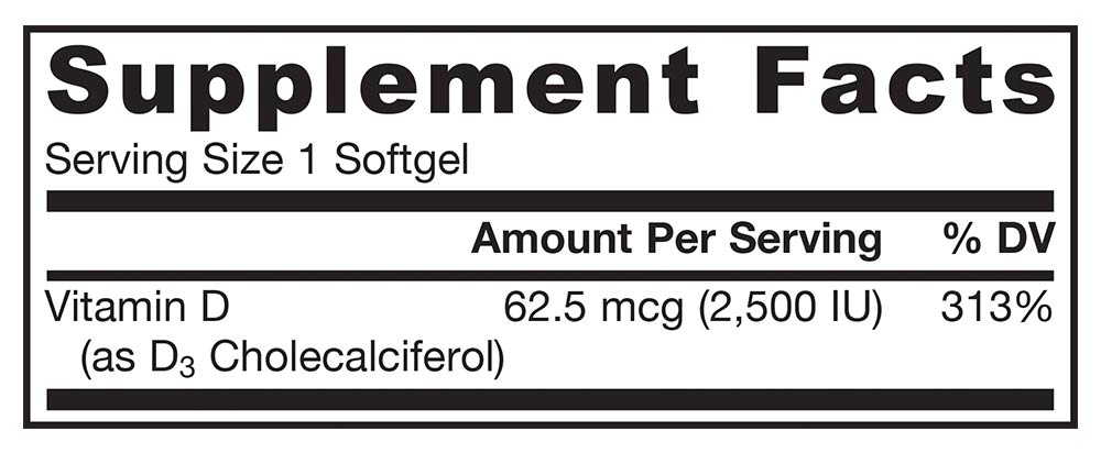 Jarrow Formulas - Vitamin D3, 2500IU - 100 Sgels