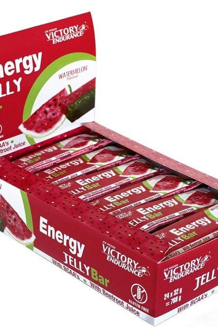 Weider Victory Endurance Energy Jelly Bar packaging with watermelon flavor, featuring 24 x 32g bars designed for quick energy.