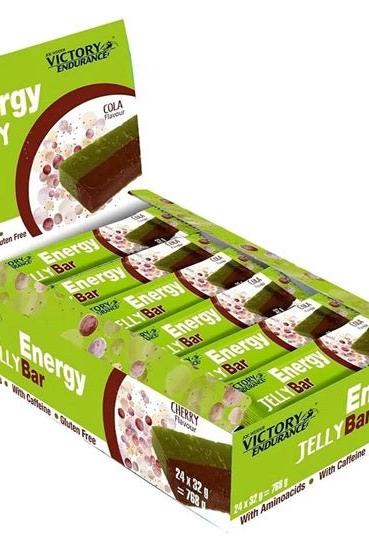 Weider Victory Endurance Energy Jelly Bar pack with cola and cherry flavors, 24 x 32g, energy-boosting and vitamin-rich.