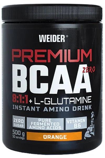 Weider Premium BCAA Zero with L-Glutamine, 500g orange instant amino drink, zero sugar and enriched with Vitamin B6.