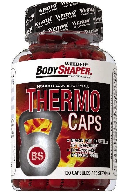 Weider Thermo Caps bottle, 120 capsules for weight loss support and energy boost.