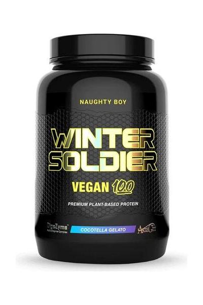 Naughty Boy Winter Soldier VEGAN 100 protein powder, 100% plant-based, with added AstraGin and DigeZyme for optimal absorption.