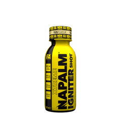 FA Xtreme Napalm Igniter Shot in Yuzu flavor, energizing pre-workout supplement in yellow bottle.