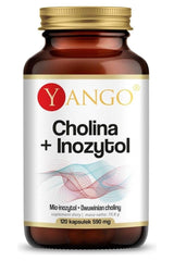 Yango Choline + Inositol supplement bottle, 120 capsules, supports nervous system and liver function.