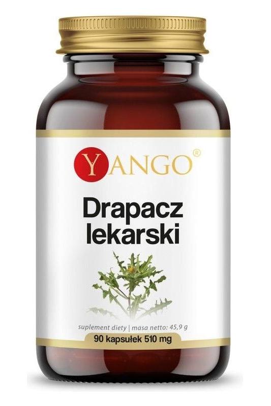 Yango Cnicus Benedictus supplement bottle containing 90 capsules for digestive support.