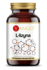 YANGO® L-Lysine supplement bottle with 90 capsules, supports protein synthesis and immune health.
