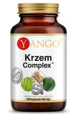 Yango Krzem Complex supplement bottle with 100 capsules, promoting joint health and skin vitality.