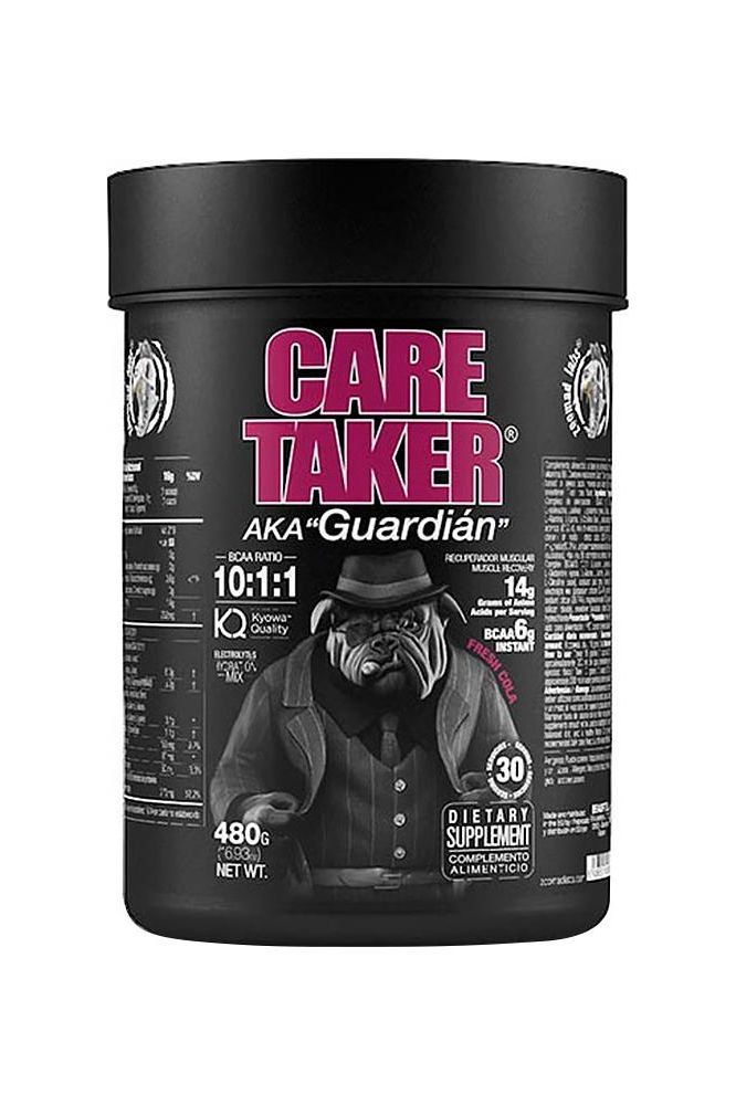 Zoomad Labs Caretaker BCAAs 10:1:1 supplement container showcasing 480g for muscle recovery and growth.