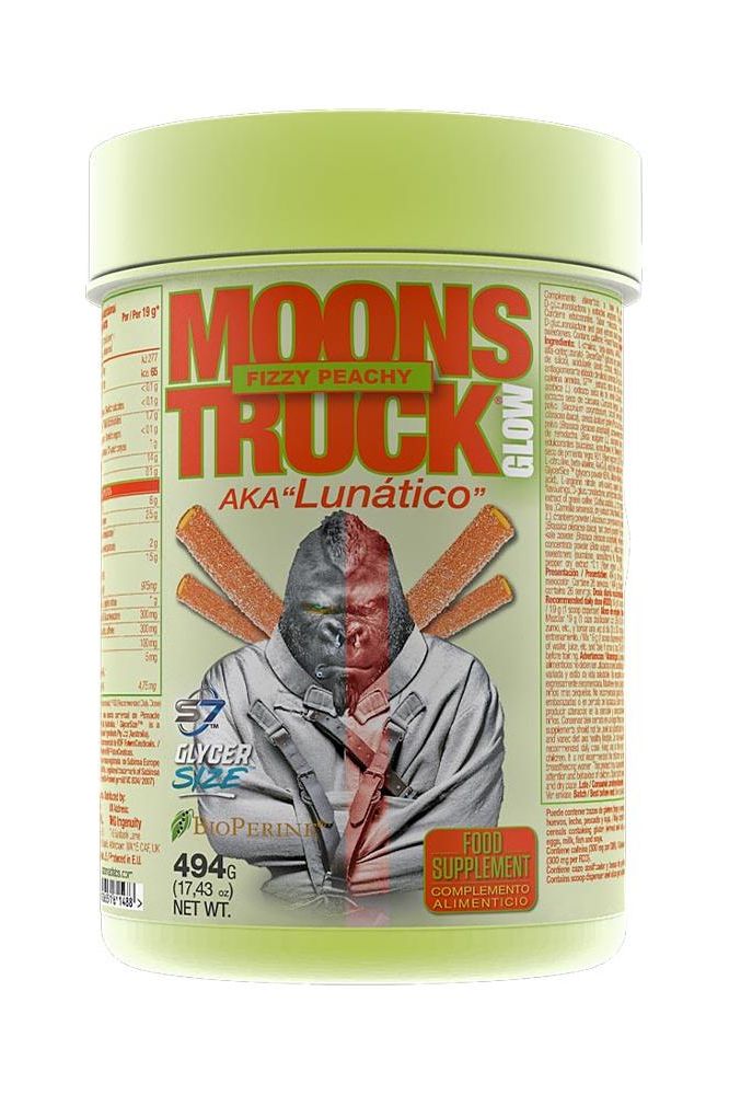 Zoomad Labs Moonstruck II Glow supplement container, peach flavor, enhances nitric oxide production and endurance.