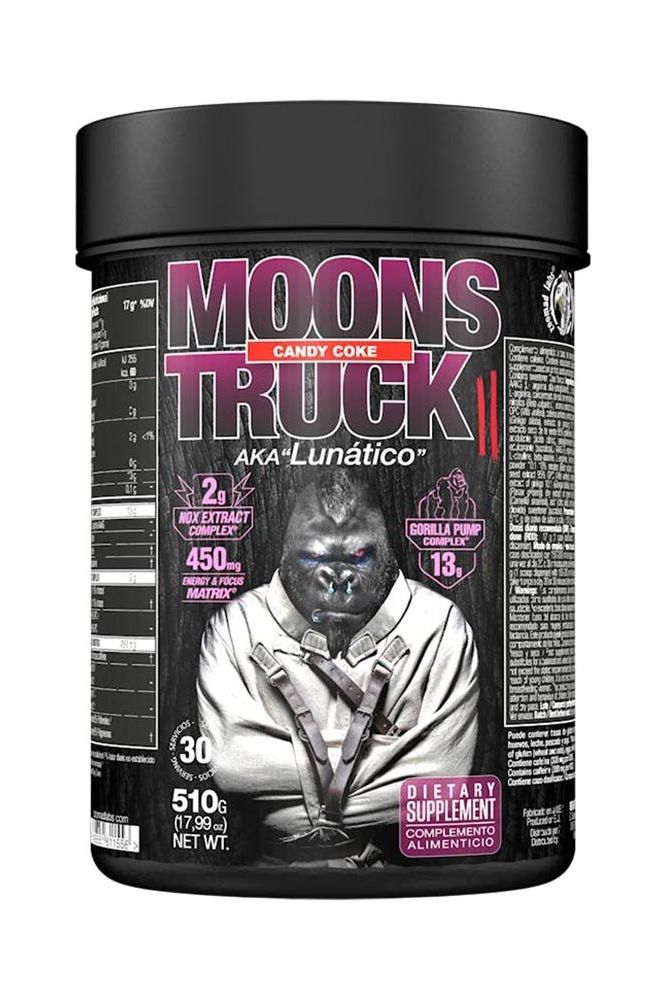 Zoomad Labs Moonstruck II pre-workout, Candy Coke flavor, dietary supplement for enhanced performance and focus.