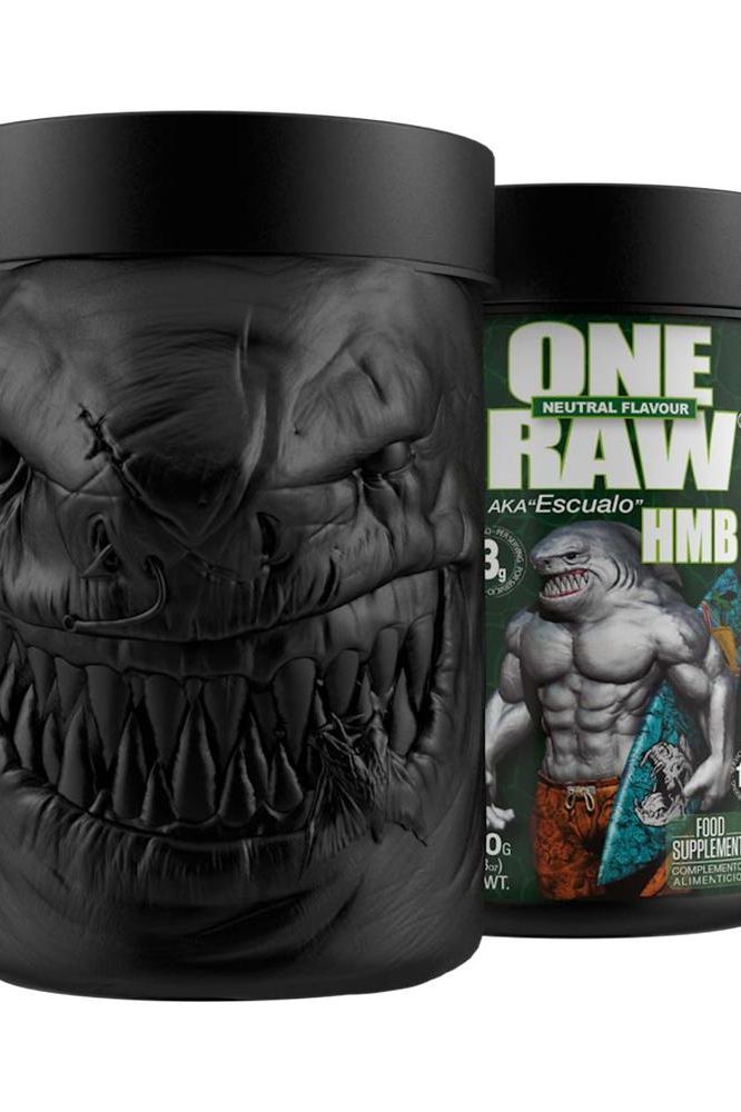Zoomad Labs - Raw One HMB unflavored powder container, featuring a unique monster design for sports performance.