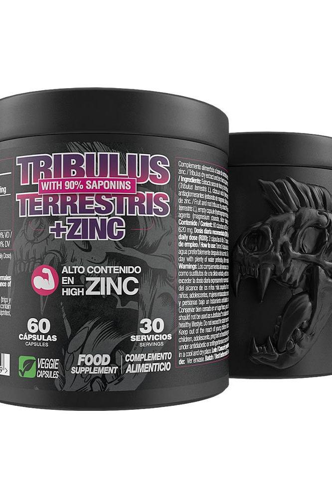 Zoomad Labs Tribulus + Zinc supplement, 60 capsules, supports testosterone levels and physical performance.